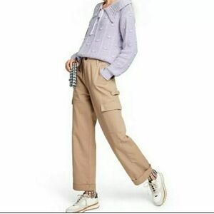 Sandy Liang-Sz 14 Cargo Pants Denim High Rise Flat, 7 Pockets “Nomad”. Like new!